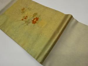 金彩竹に牡丹・菖蒲・花唐草模様刺繍名古屋帯